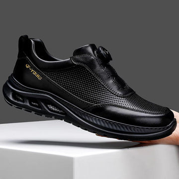New style genuine leather breathable popcorn lightweight men's sports shoes