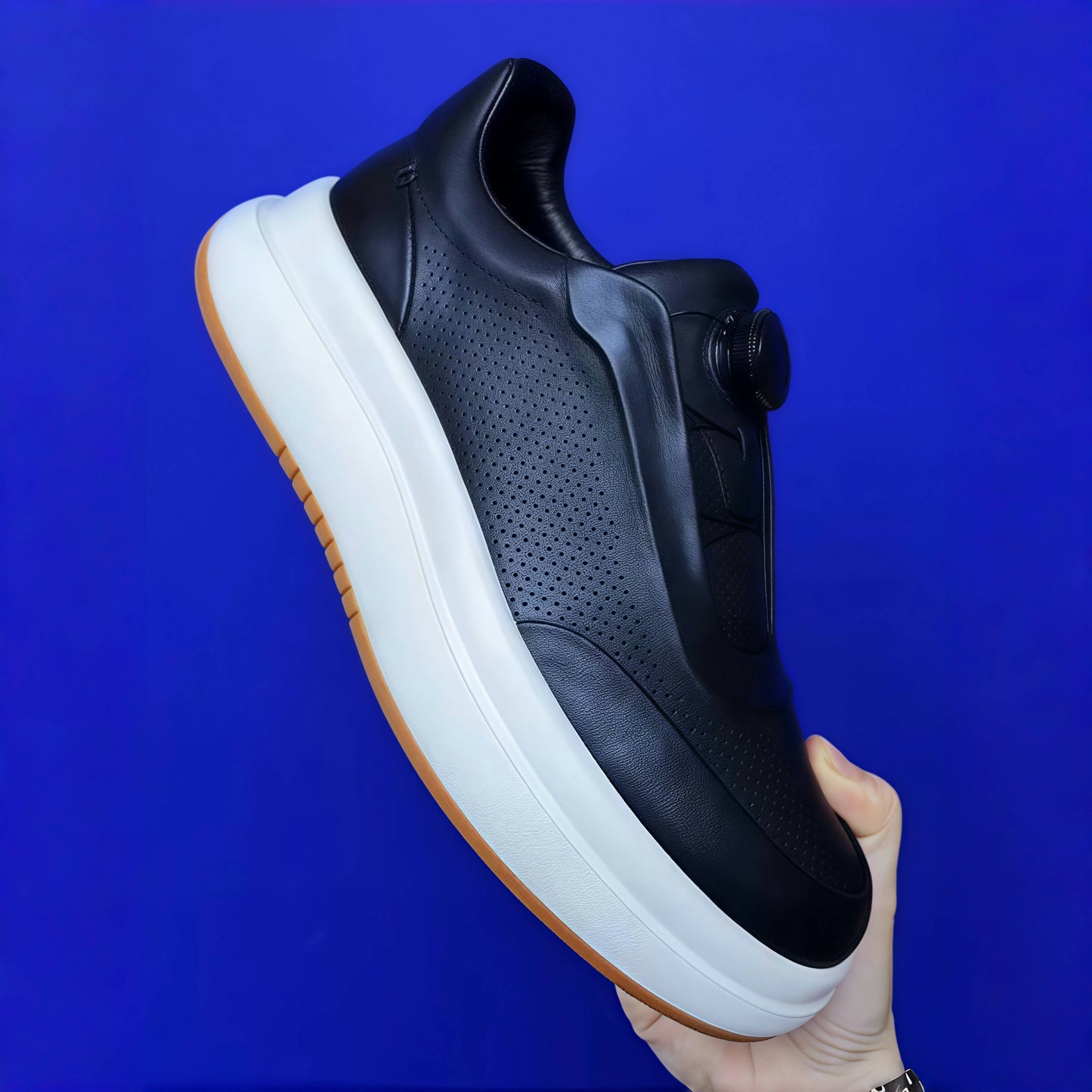 New style genuine leather breathable popcorn lightweight men's sports shoes