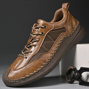 New style sports leather breathable hand-sewn mesh shoes