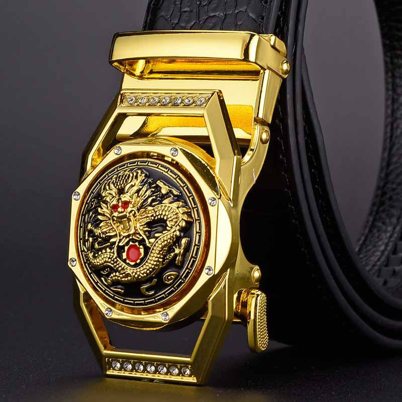 Luxury rhinestone rotating men's belt automatic buckle belt