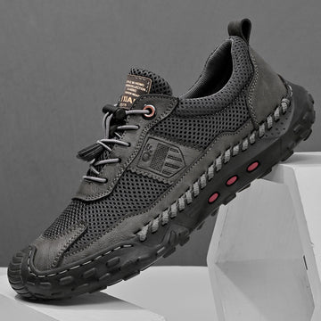 New soft sole fashion mesh breathable sports shoes hand-sewn leather shoes