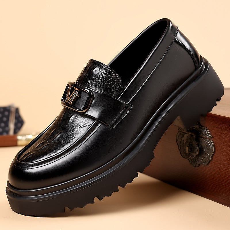 Luxury Chunky-Sole Loafers - Crocodile-Textured Leather for Elevated Casual Style