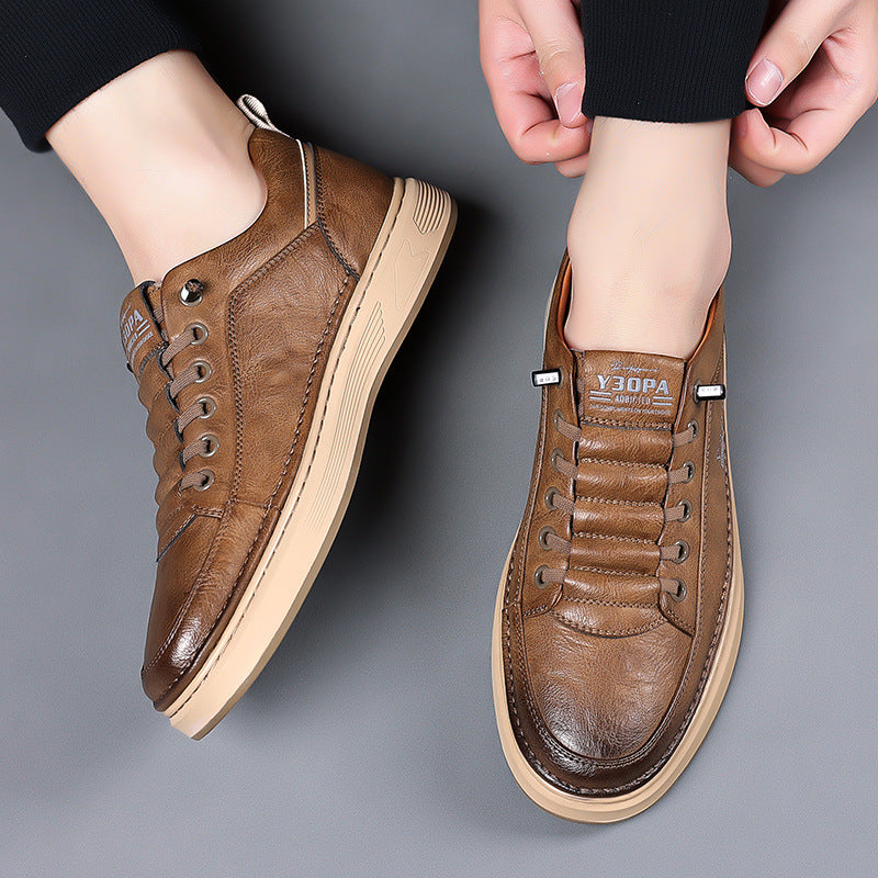 Fashionable retro all-match low-top genuine leather casual shoes