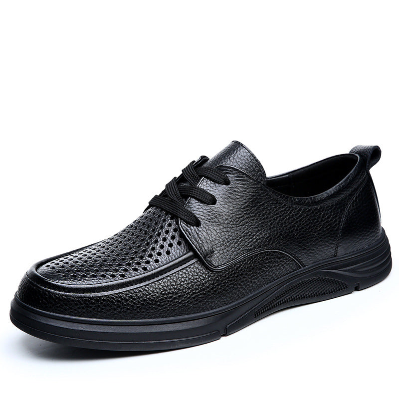New style first layer cowhide pigskin lining breathable business hollow leather shoes
