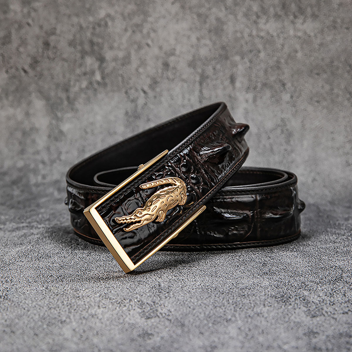 High-end quality crocodile pattern automatic buckle business casual belt