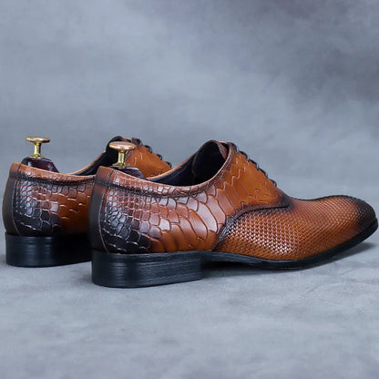 Polierte Retro-Oxfords für Herren mit Schlangenmuster 
