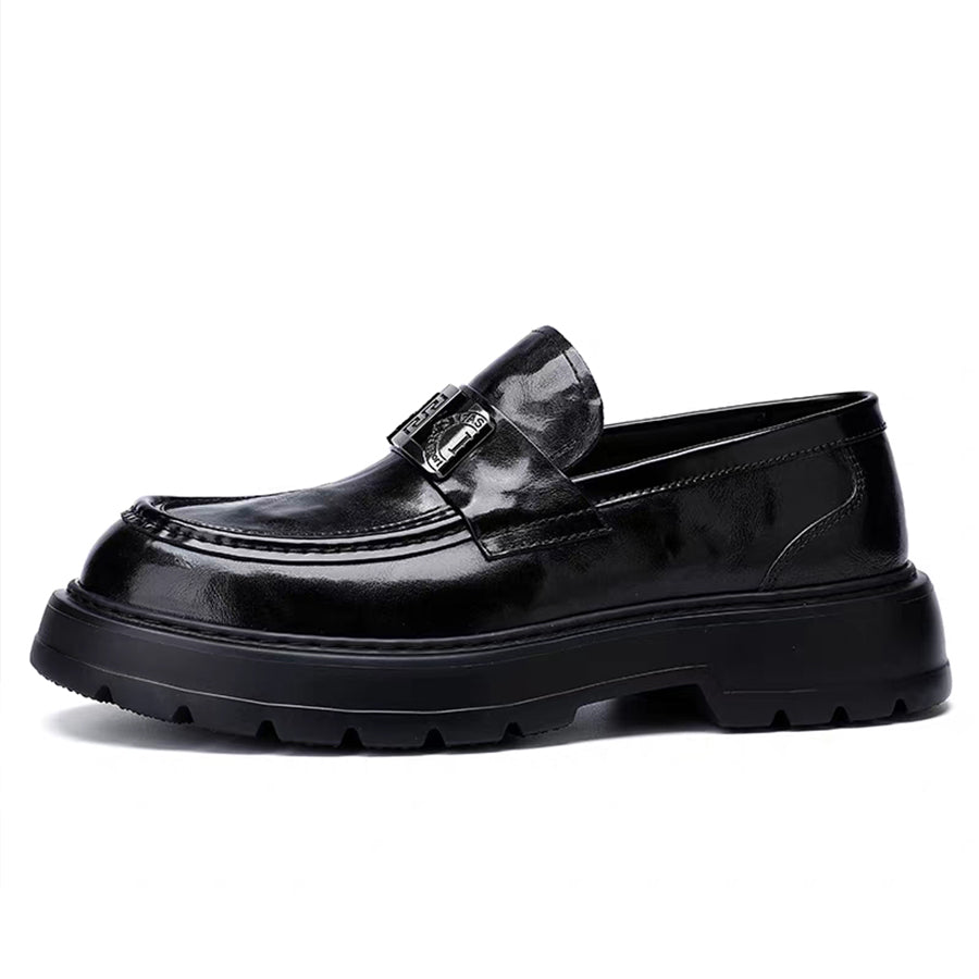 Men's Perforated Leather Slip-On Loafers: Full-Grain Dress-Casual Elegance