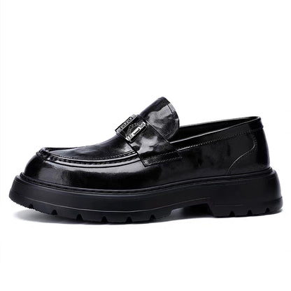 Men's Perforated Leather Slip-On Loafers: Full-Grain Dress-Casual Elegance