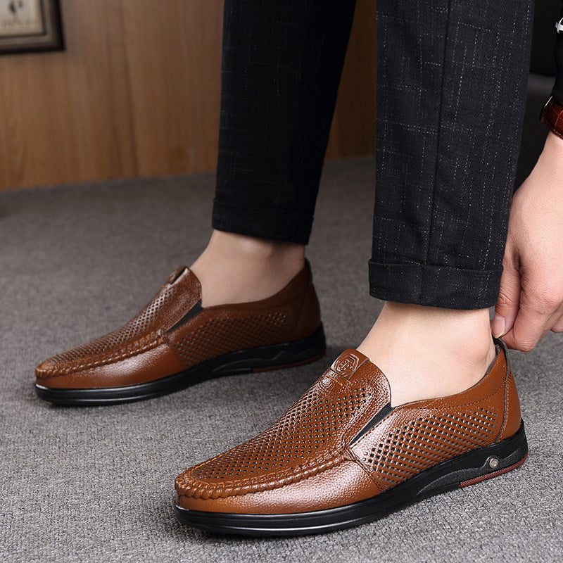 Genuine leather business casual non-slip loafers