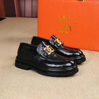 New high-end genuine leather perforated business British casual soft sole loafers（Pre-sale）