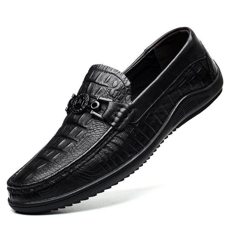 New simple men's casual shoes genuine leather loafers