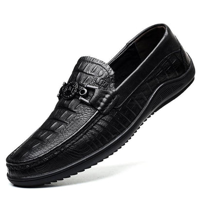 New simple men's casual shoes genuine leather loafers