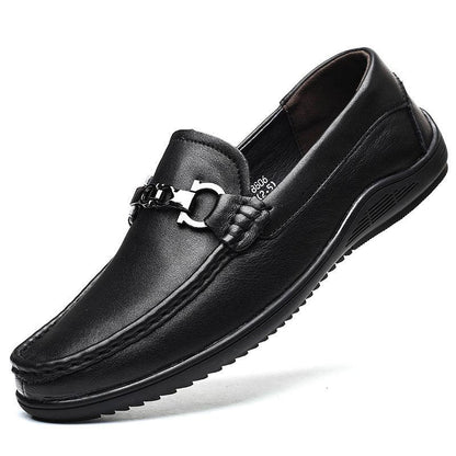 New simple men's casual shoes genuine leather loafers