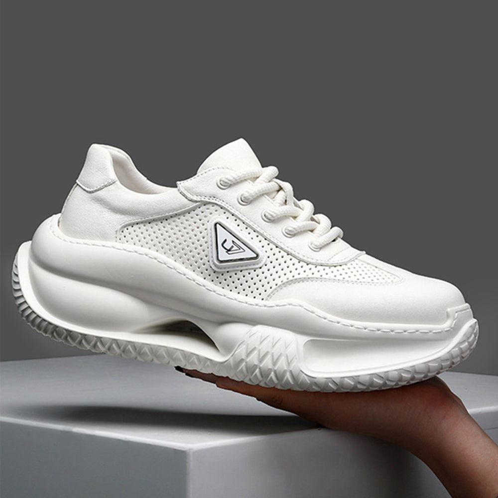 Atmungsaktive Herren-Sneaker aus Italien – Laufschuhe aus echtem Vollnarbenleder mit weicher Sohle