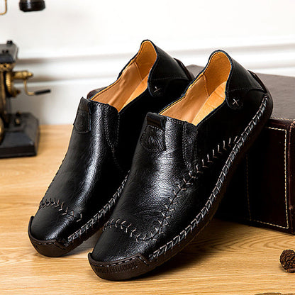 Men's business leather shoes with breathable foot cover, hand-sewn retro casual shoes