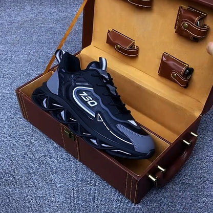 Italy Men's Breathable Casual Sneakers-Genuine Top Grain Leather Soft Soled Running Shoes