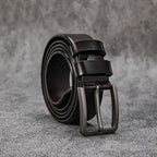 Vintage Top Grain Leather Belt for Men with Pin Buckle - Jeans Belt in Waxed Finish