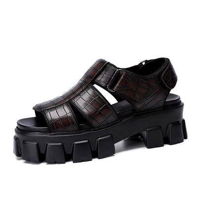 Leather Platform Slides – Trendy Height-Boost Sandals
