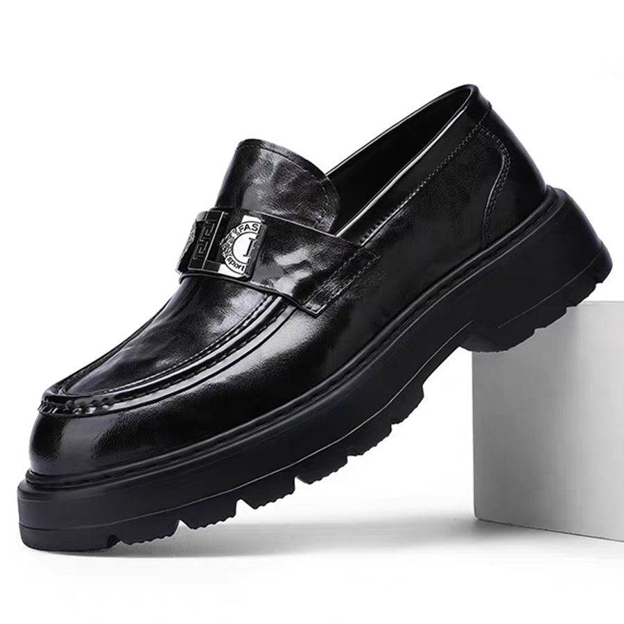 Men's Perforated Leather Slip-On Loafers: Full-Grain Dress-Casual Elegance