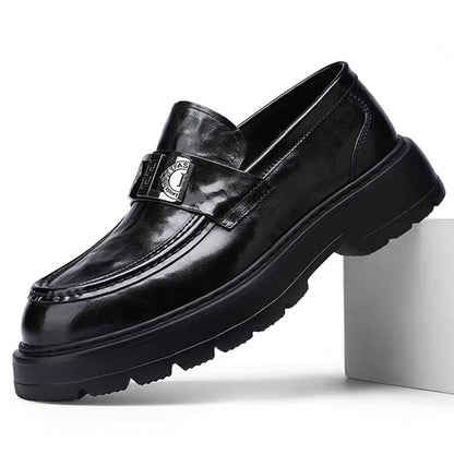 Men's Perforated Leather Slip-On Loafers: Full-Grain Dress-Casual Elegance