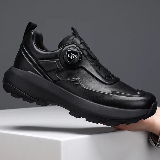 New Premium Men's Top-Grain Leather Casual Sneakers - Breathable Outdoor-Ready Luxury Footwear for Urban Adventures