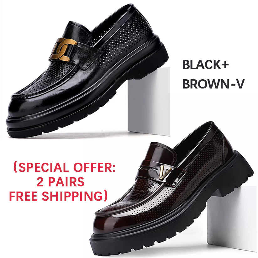 New high-end genuine leather perforated business British casual soft sole loafers