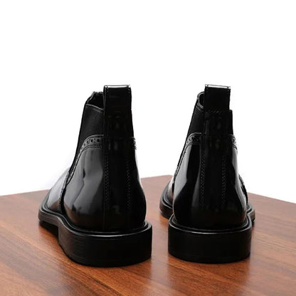 Chelsea Boots aus echtem Leder mit eckiger Zehenpartie für Herren | Lässige High-Top-Schuhe