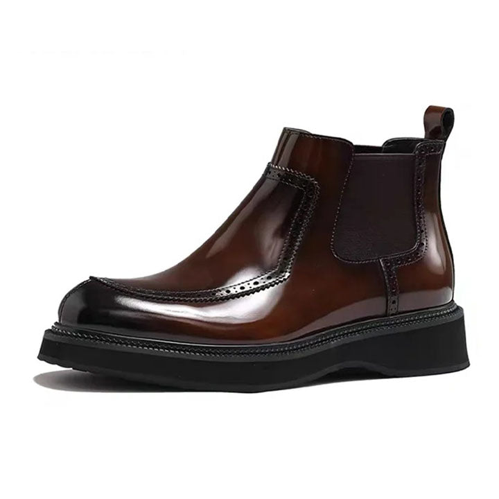 Handgefertigte, hochglänzende Lederstiefel | Eine gewagte Mischung aus Chelsea- und Martens-Stil