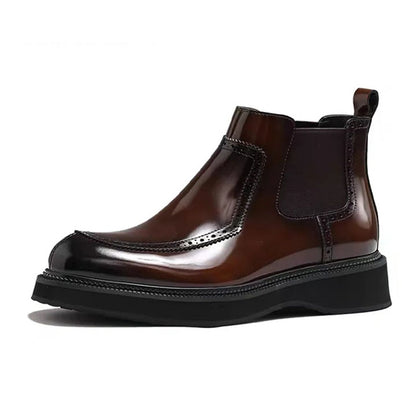 Handgefertigte, hochglänzende Lederstiefel | Eine gewagte Mischung aus Chelsea- und Martens-Stil