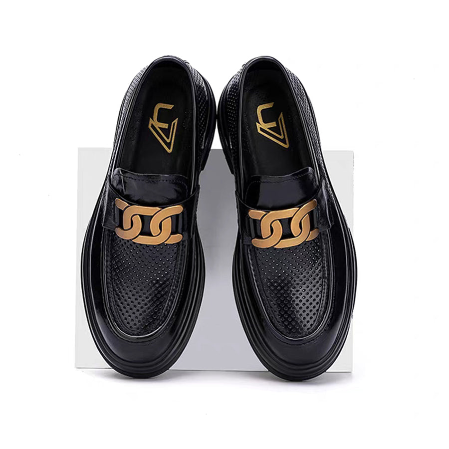 New high-end genuine leather perforated business British casual soft sole loafers（Pre-sale）