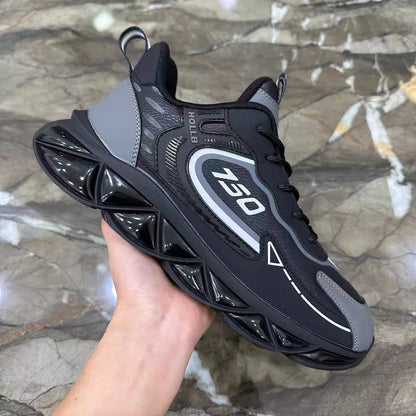 Italy Men's Breathable Casual Sneakers-Genuine Top Grain Leather Soft Soled Running Shoes