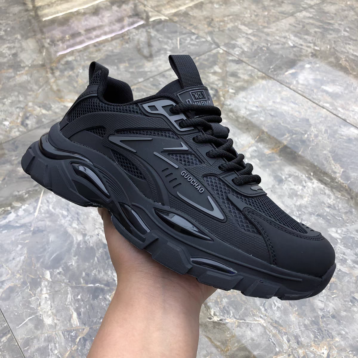 New Stylish Lightweight Comfortable Versatile Leather Platform Sneakers