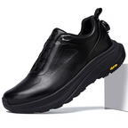 New thick-soled black leather rotating button running shoes