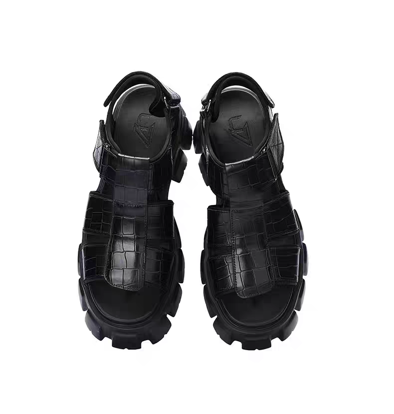 Leather Platform Slides – Trendy Height-Boost Sandals