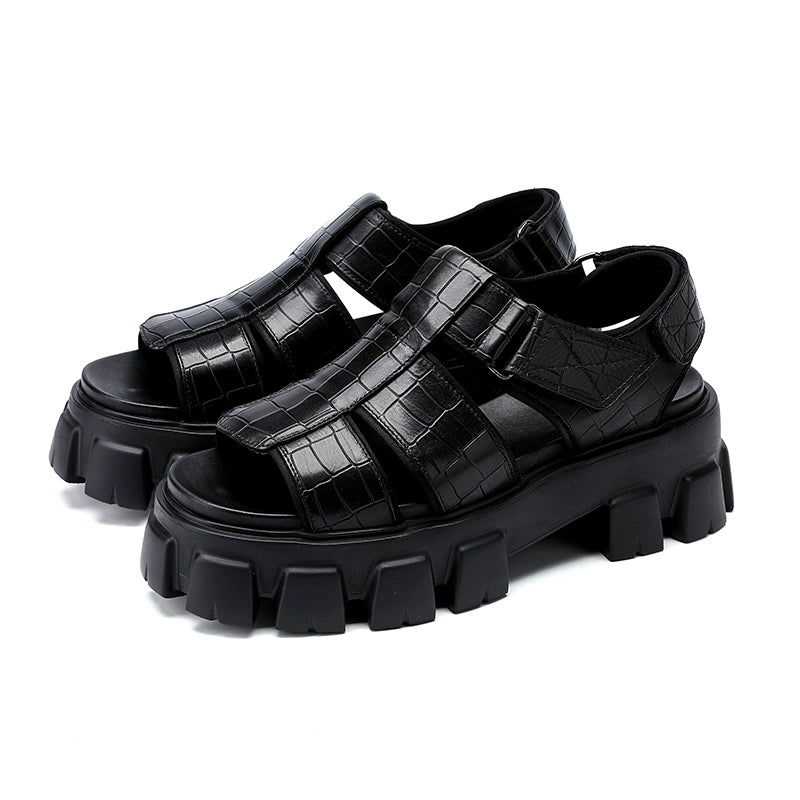 Leather Platform Slides – Trendy Height-Boost Sandals