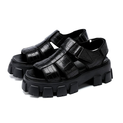 Leather Platform Slides – Trendy Height-Boost Sandals