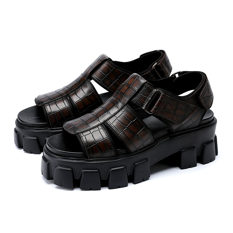 Leather Platform Slides – Trendy Height-Boost Sandals
