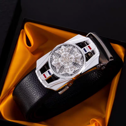 Luxury rhinestone rotating men's belt automatic buckle belt