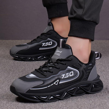 Italy Men's Breathable Casual Sneakers-Genuine Top Grain Leather Soft Soled Running Shoes