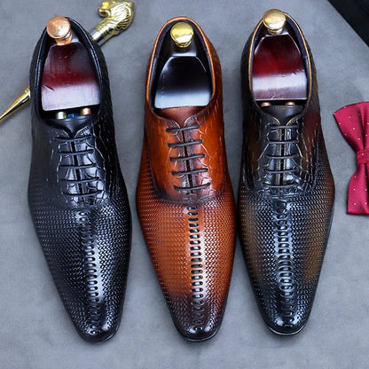 Polierte Retro-Oxfords für Herren mit Schlangenmuster 