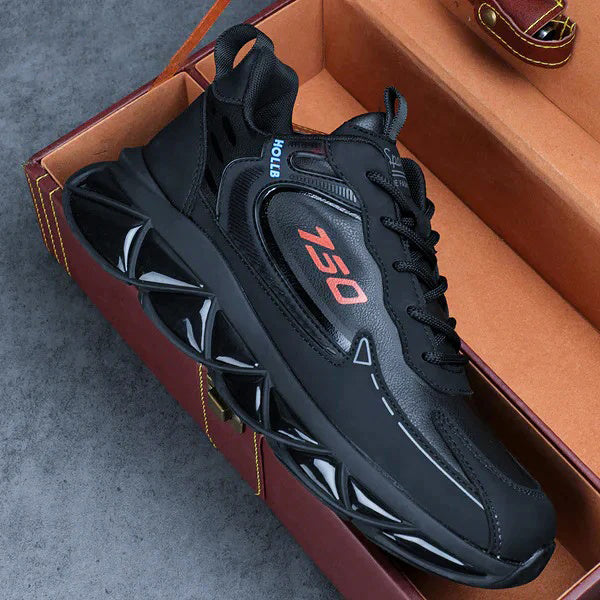 Italy Men's Breathable Casual Sneakers-Genuine Top Grain Leather Soft Soled Running Shoes