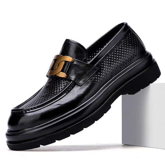 New high-end genuine leather perforated business British casual soft sole loafers