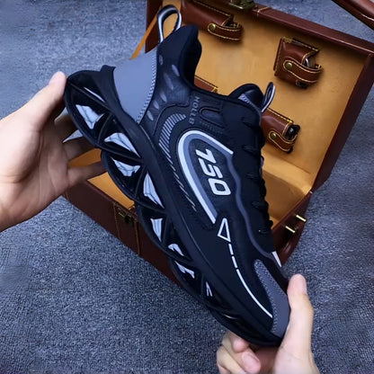 Italy Men's Breathable Casual Sneakers-Genuine Top Grain Leather Soft Soled Running Shoes