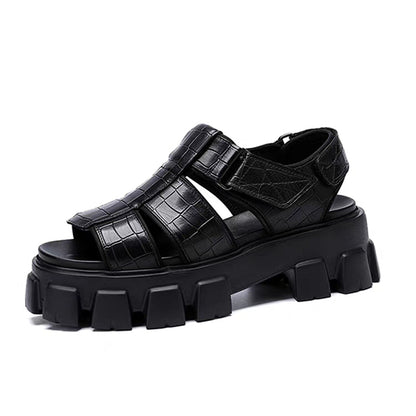 Leather Platform Slides – Trendy Height-Boost Sandals