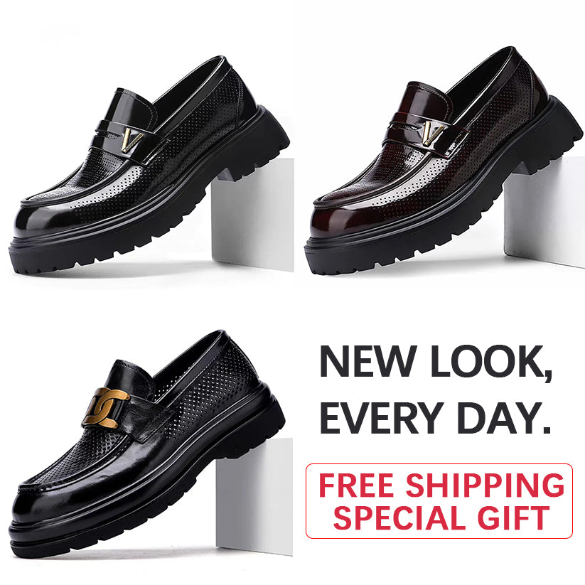 New high-end genuine leather perforated business British casual soft sole loafers（Pre-sale）