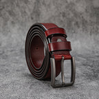 Vintage Top Grain Leather Belt for Men with Pin Buckle - Jeans Belt in Waxed Finish