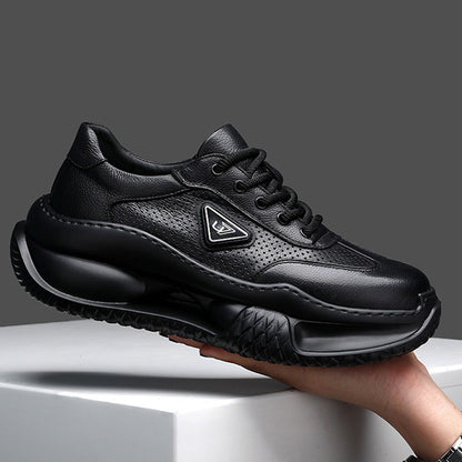 Atmungsaktive Herren-Sneaker aus Italien – Laufschuhe aus echtem Vollnarbenleder mit weicher Sohle
