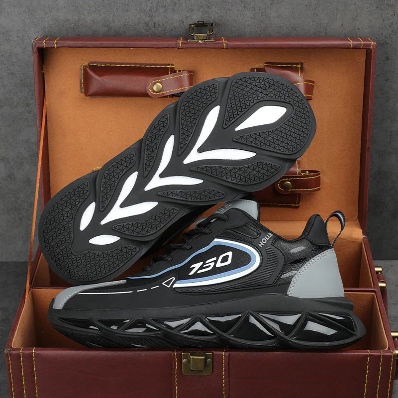 Italy Men's Breathable Casual Sneakers-Genuine Top Grain Leather Soft Soled Running Shoes