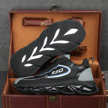 Italy Men's Breathable Casual Sneakers-Genuine Top Grain Leather Soft Soled Running Shoes