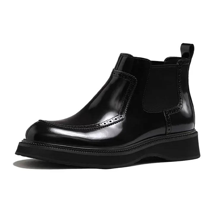 Handgefertigte, hochglänzende Lederstiefel | Eine gewagte Mischung aus Chelsea- und Martens-Stil